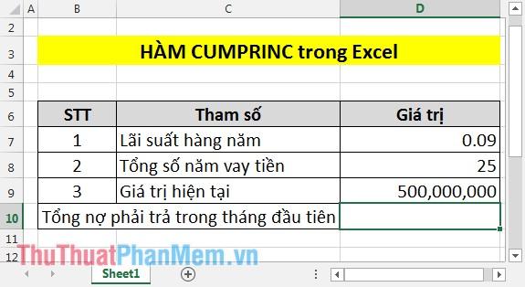 Hàm CUMPRINC - Công cụ Excel hữu ích để tính toán tổng vốn tích lũy phải trả