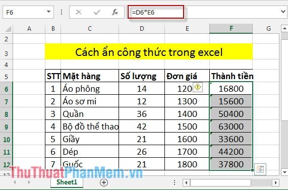 Hướng dẫn ẩn công thức trong Excel một cách hiệu quả