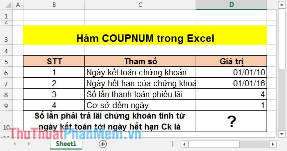 Hàm COUPNUM - Công cụ Excel giúp xác định số lần chi trả lãi suất cho chứng khoán một cách chính xác.