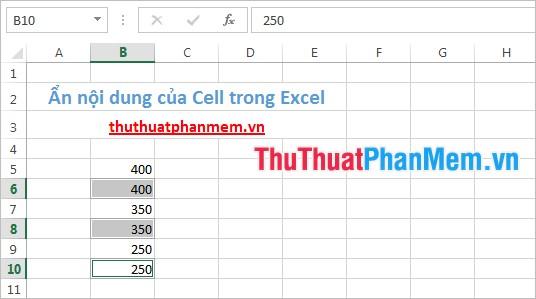 Cách ẩn nội dung trong một ô bất kỳ trên Excel