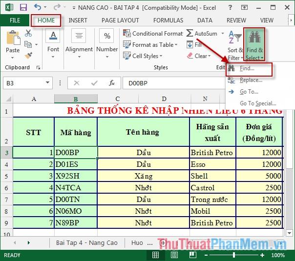 Hướng dẫn chi tiết cách sử dụng chức năng Tìm kiếm và Thay thế trong Excel