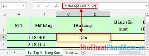 Khám phá hàm Index và Match trong Excel