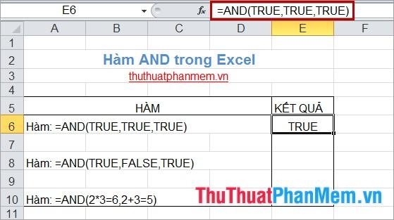 Hàm AND trong Excel - Công cụ mạnh mẽ cho các phép toán logic