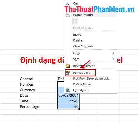 Hướng dẫn chi tiết cách định dạng dữ liệu trong Excel