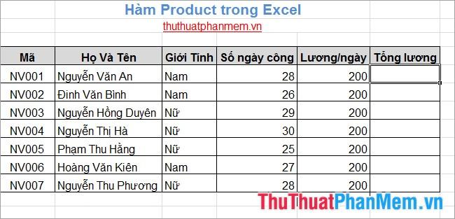 Hàm PRODUCT trong Excel - Công cụ tính toán mạnh mẽ