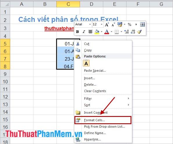 Hướng dẫn chi tiết cách viết giá trị phân số trong Excel