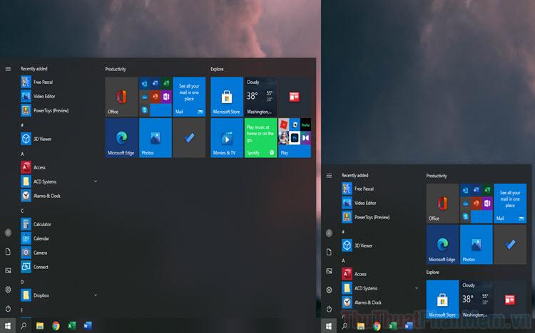 Hướng dẫn điều chỉnh kích thước Menu Start trên Windows 10