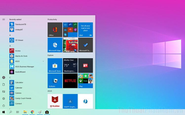 Hướng dẫn thay đổi màu sắc Menu Start trên Windows 10