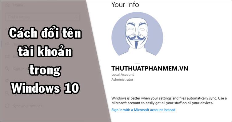 Hướng dẫn chi tiết cách đổi tên tài khoản trên Windows 10