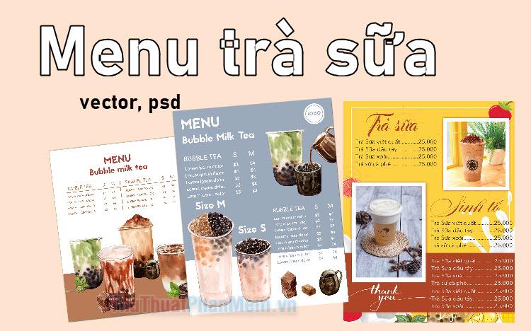 Bộ sưu tập mẫu menu trà sữa (Định dạng Vector & PSD)