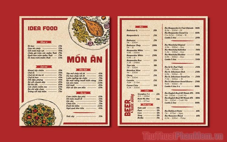 Những thiết kế menu quán nhậu đẹp và ấn tượng nhất