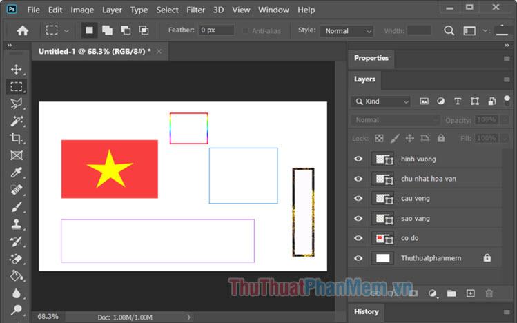 Hướng dẫn vẽ hình vuông và hình chữ nhật trong Photoshop