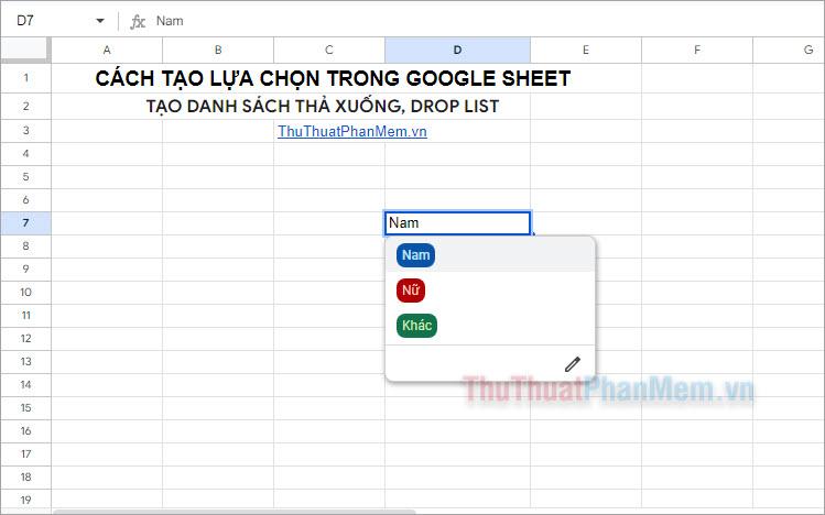 Hướng dẫn chi tiết cách tạo danh sách thả xuống trong Google Sheet - Xây dựng Drop List đơn giản