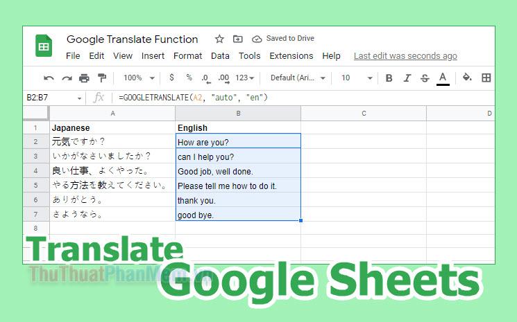 Hướng dẫn cách dịch ngôn ngữ hàng loạt tự động trong Google Sheets đơn giản và hiệu quả