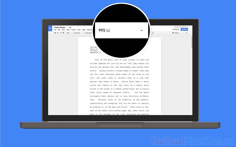 Cách hiển thị số từ liên tục khi soạn thảo trên Google Docs