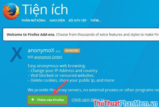 Hướng dẫn truy cập các trang web bị chặn bằng AnonymoX trên Firefox