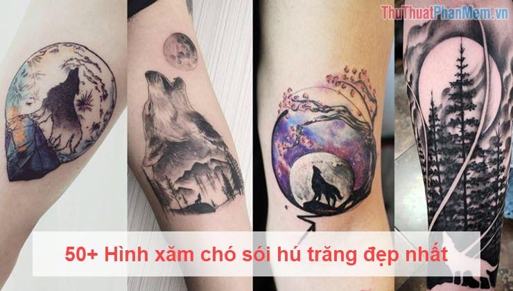 50+ Hình xăm chó sói hú trăng đẹp nhất, đầy ấn tượng và nghệ thuật