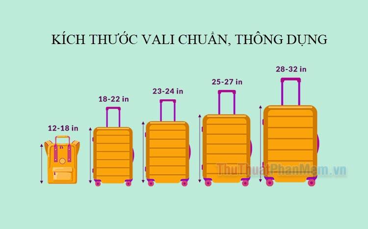 Kích thước vali tiêu chuẩn và phổ biến - Thông tin chi tiết về size vali bạn cần biết