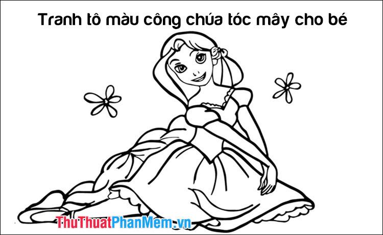 Tranh tô màu công chúa tóc mây dành cho bé, khơi gợi niềm đam mê sáng tạo và yêu thích màu sắc.