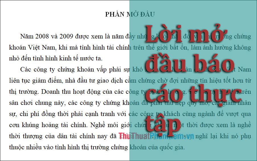 Những lời mở đầu báo cáo thực tập ấn tượng và đạt chuẩn