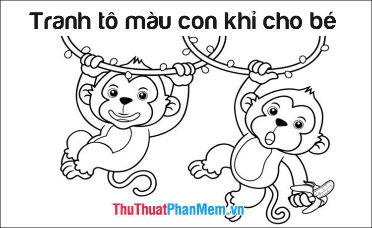 Tranh tô màu hình chú khỉ dành cho bé yêu