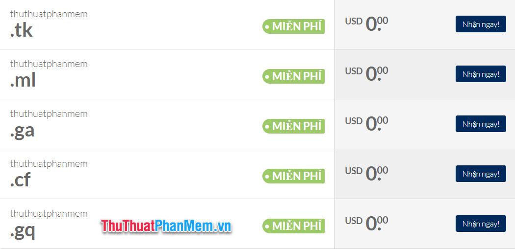 Tên Miền Miễn Phí - Top 5 nhà cung cấp hàng đầu năm 2025