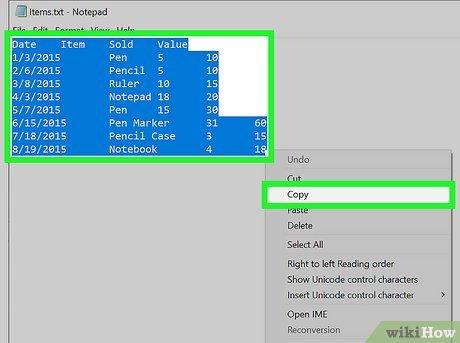 Hướng dẫn sao chép và dán văn bản phân cách bằng tab trong Excel