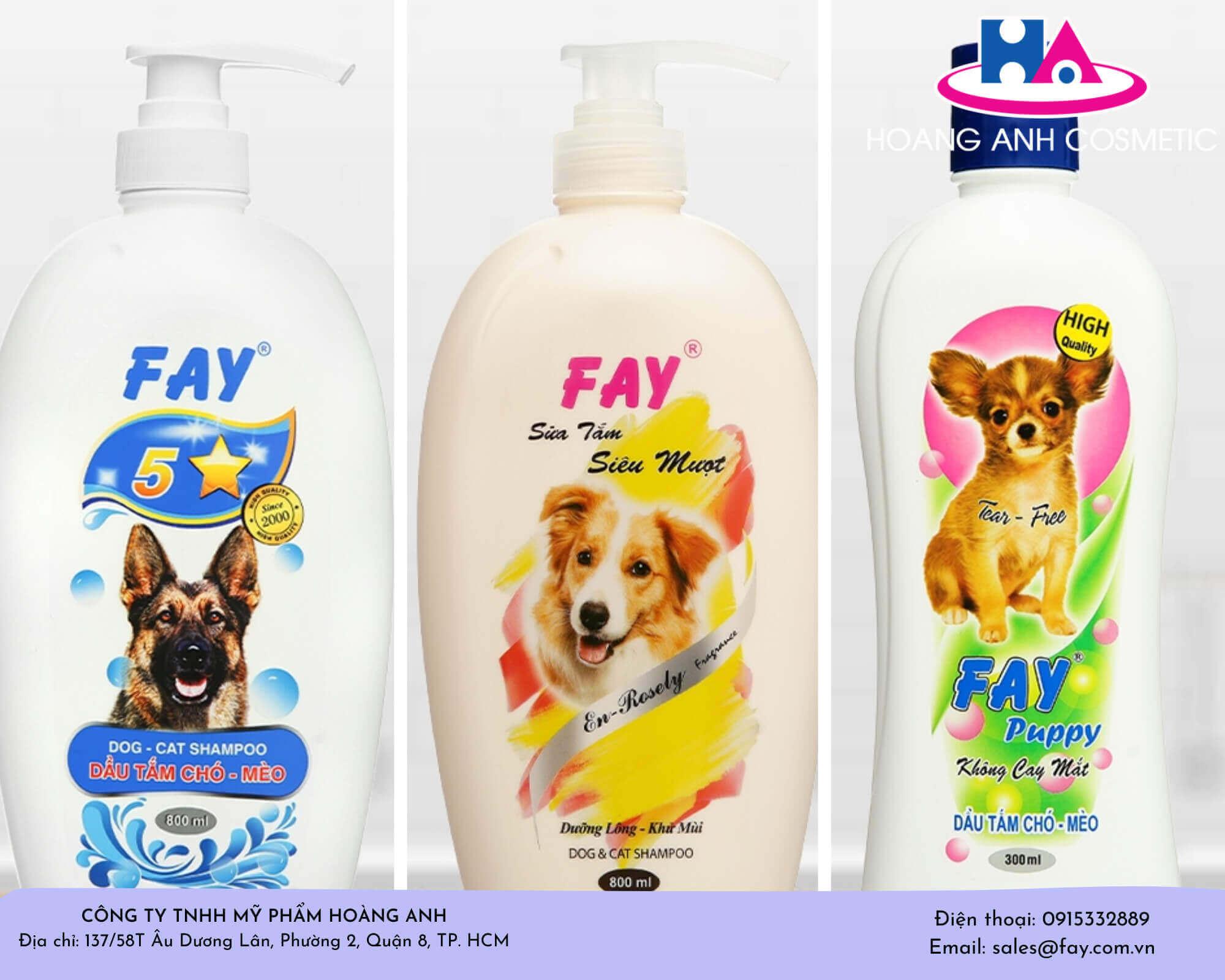 Khám phá 4 loại sữa tắm chó mèo Fay giúp lông mềm mại, không gây kích ứng da, lựa chọn hoàn hảo cho thú cưng của bạn.