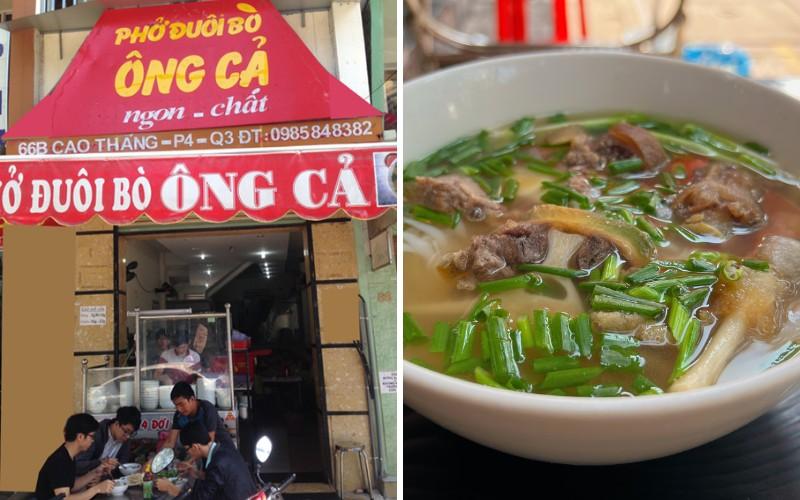 Phở đuôi bò Ông Cả, nằm tại ngã tư Cao Thắng và Nguyễn Đình Chiểu, TP.HCM, là nơi bạn có thể thưởng thức món phở đuôi bò gia truyền với hương vị đặc trưng khó quên.