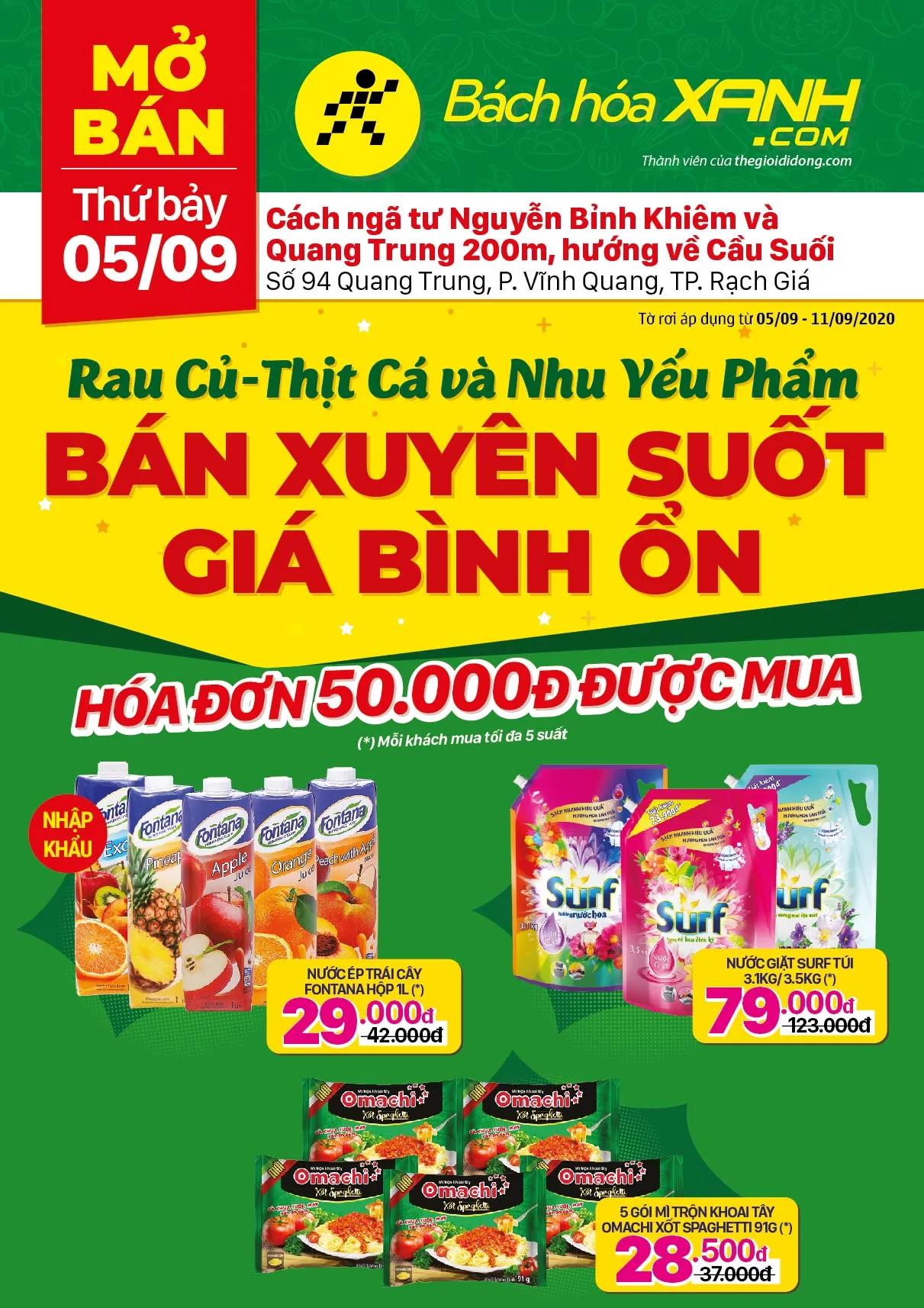 Cửa hàng Tripi tại địa chỉ Số 94-96 Quang Trung, TP. Rạch Giá chính thức khai trương vào ngày 05/09/2020.