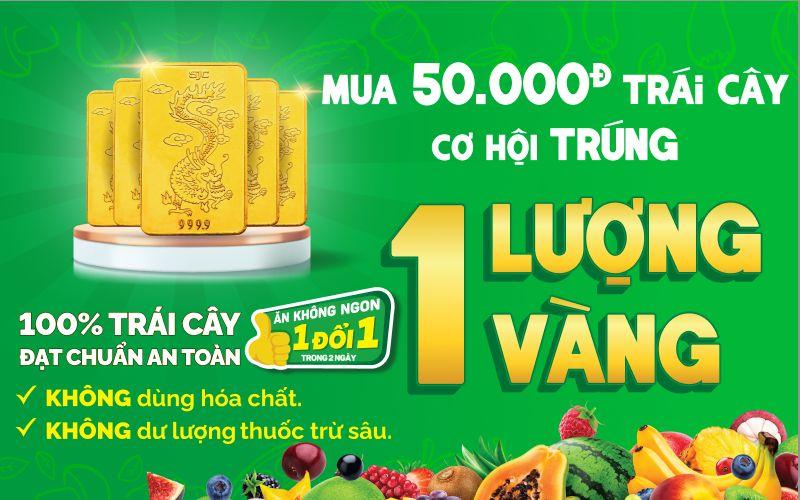 Từ 12/4 đến 25/4/2024, khi mua trái cây trị giá 50.000đ tại Tripi, quý khách sẽ có cơ hội nhận 1 chỉ vàng. Đừng bỏ lỡ!