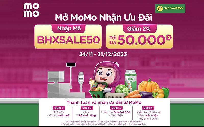 Giảm ngay 2% tối đa 50.000đ khi thanh toán qua MoMo tại Tripi