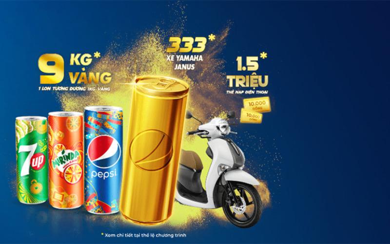 Mua Pepsi ngay để có cơ hội sở hữu chiếc xe Yamaha đẳng cấp và 1kg vàng cùng vô vàn phần quà hấp dẫn khác.