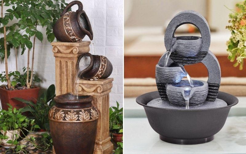 Vị trí lý tưởng để bài trí thác nước phong thủy trong nhà giúp gia đình đón nhận tài lộc và may mắn.
