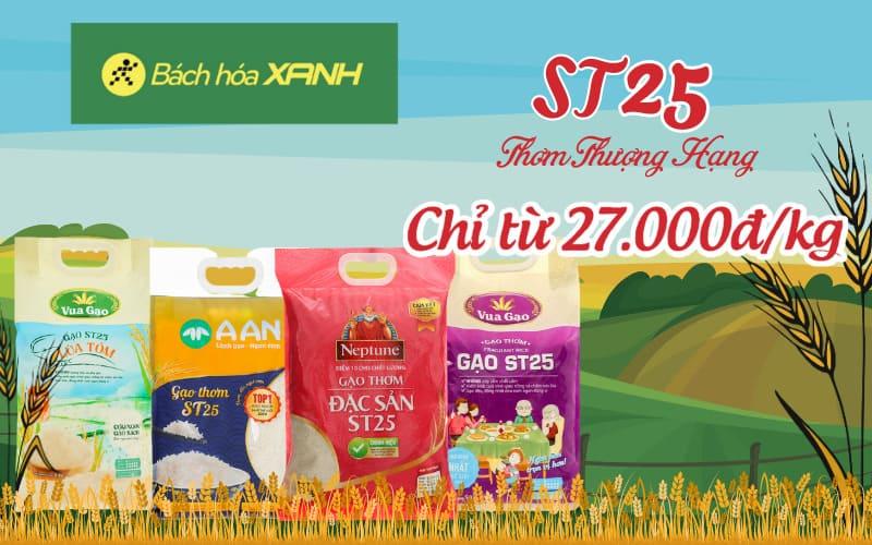 Chương trình khuyến mãi đặc biệt từ 23/06 đến 06/07/2023: Gạo ST25 chỉ từ 27.000đ/kg.