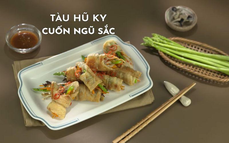 Công thức tàu hũ ky cuộn ngũ sắc, món ăn chay đầy sáng tạo cho những ngày thanh đạm.