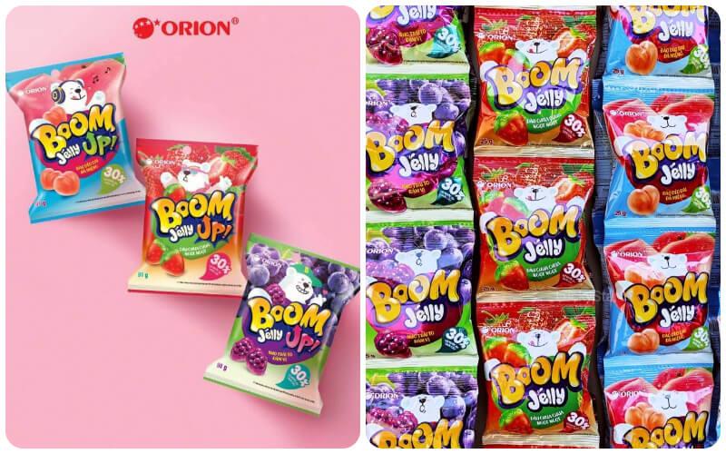 Hương vị độc đáo của kẹo dẻo Boom Jelly lắk Orion vị xoài lắc muối ớt mang đến sự kết hợp hoàn hảo giữa ngọt ngào của xoài và vị mặn cay của muối ớt, tạo nên trải nghiệm khó quên.
