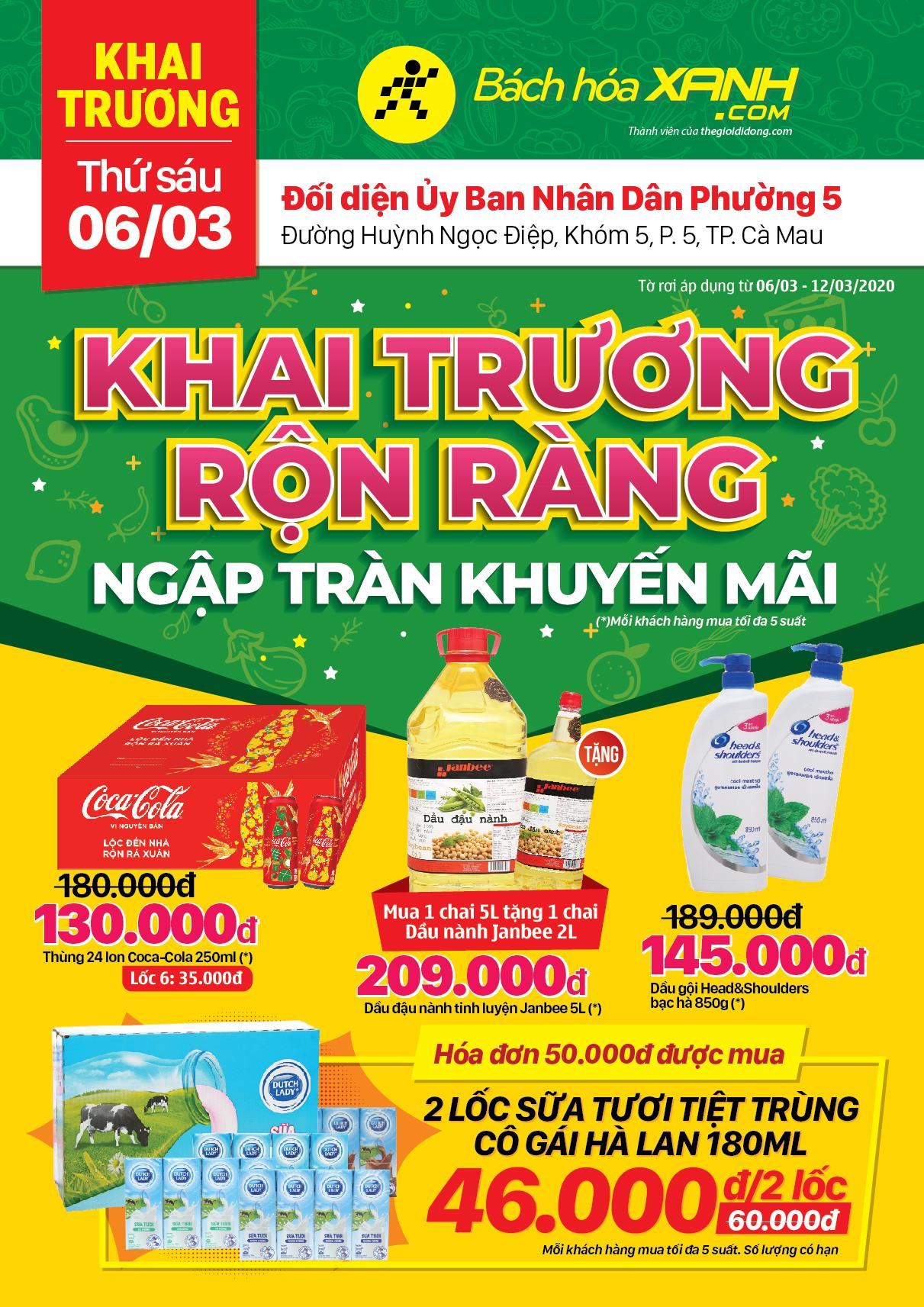 Cửa hàng Tripi tại Huỳnh Ngọc Điệp, TP. Cà Mau chính thức khai trương vào ngày 6/3/2020.