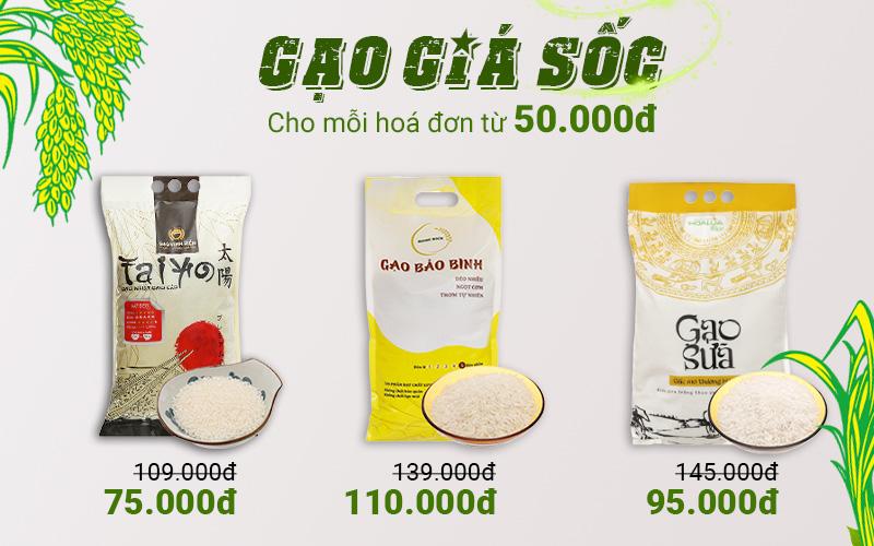 Hóa đơn 50.000đ, mua ngay gạo với giá siêu ưu đãi