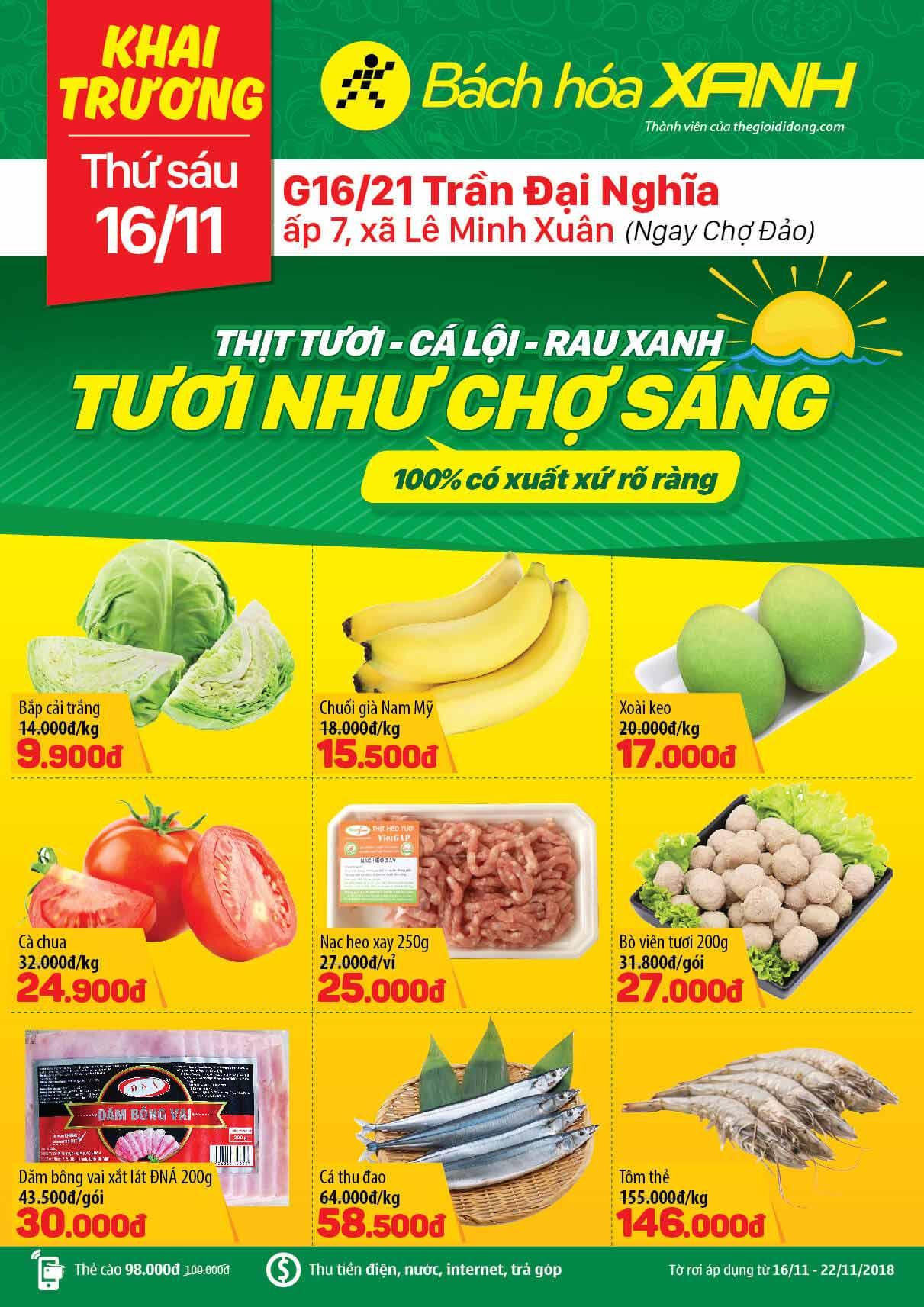 Siêu thị Tripi tại địa chỉ G16/21 Trần Đại Nghĩa sẽ chính thức khai trương vào ngày 16/11/2018, mang đến một điểm mua sắm mới mẻ cho khu vực.