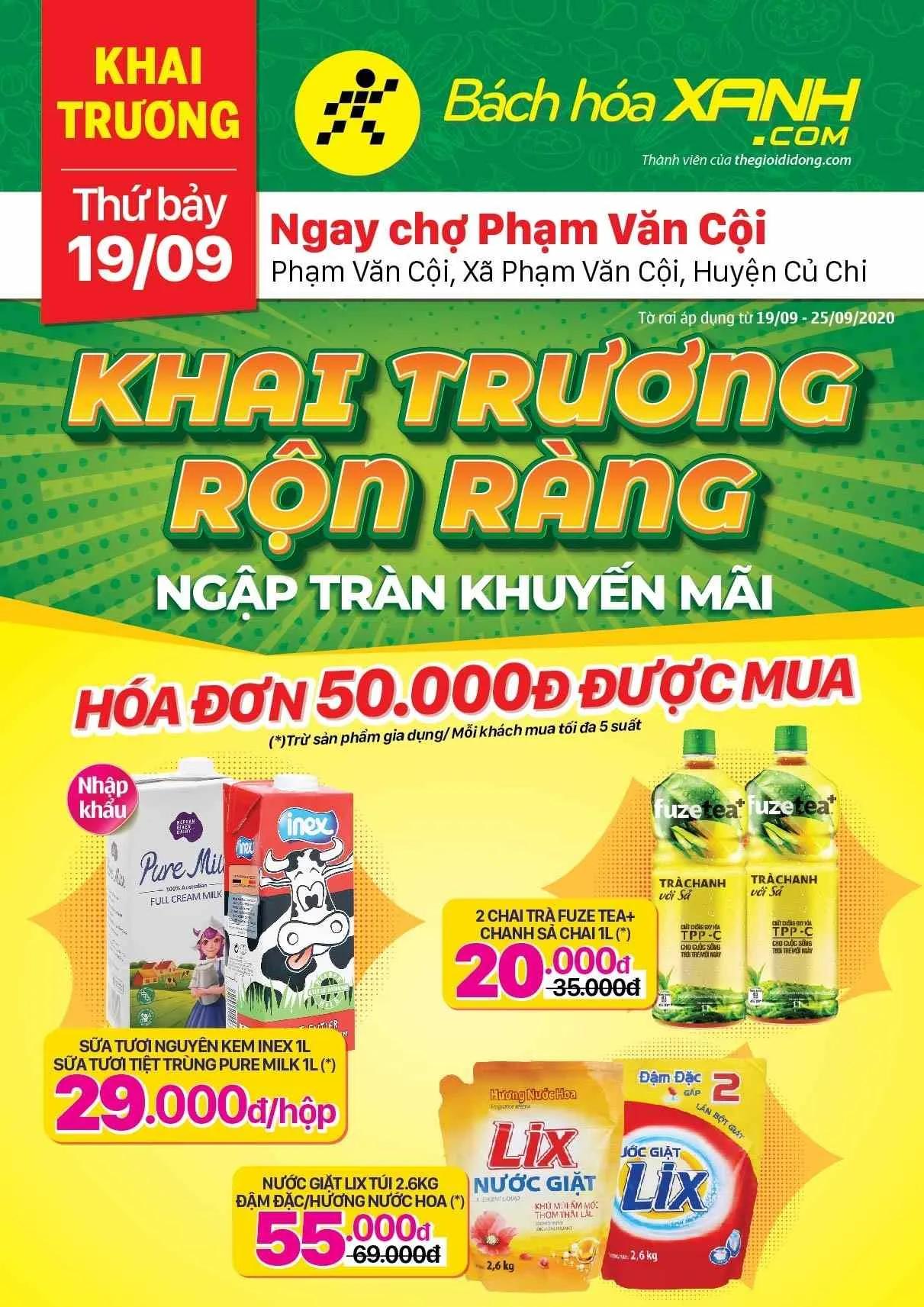 Cửa hàng Tripi tại Chợ Phạm Văn Cội, Xã Phạm Văn Cội, Củ Chi đã chính thức khai trương vào ngày 19 tháng 9 năm 2020, đánh dấu sự mở rộng của hệ thống tại khu vực này.