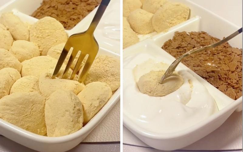 Món bánh mochi chấm kem sữa đang gây sốt trên Tiktok, kết hợp giữa lớp vỏ dẻo thơm và lớp kem sữa béo ngậy, mang đến trải nghiệm mới lạ cho người thưởng thức.