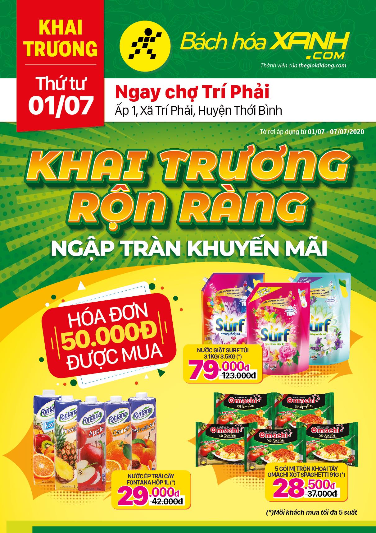 Cửa hàng Tripi tại Ấp 1, Xã Trí Phải, Huyện Thới Bình chính thức khai trương vào ngày 01/07/2020, đánh dấu bước phát triển mới tại khu vực này.