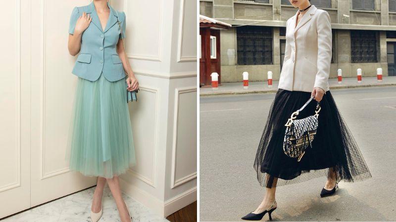 Khám phá 9 cách phối đồ duyên dáng với chân váy xòe dài trong mùa đông, mang đến vẻ đẹp tựa như một làn gió xuân
