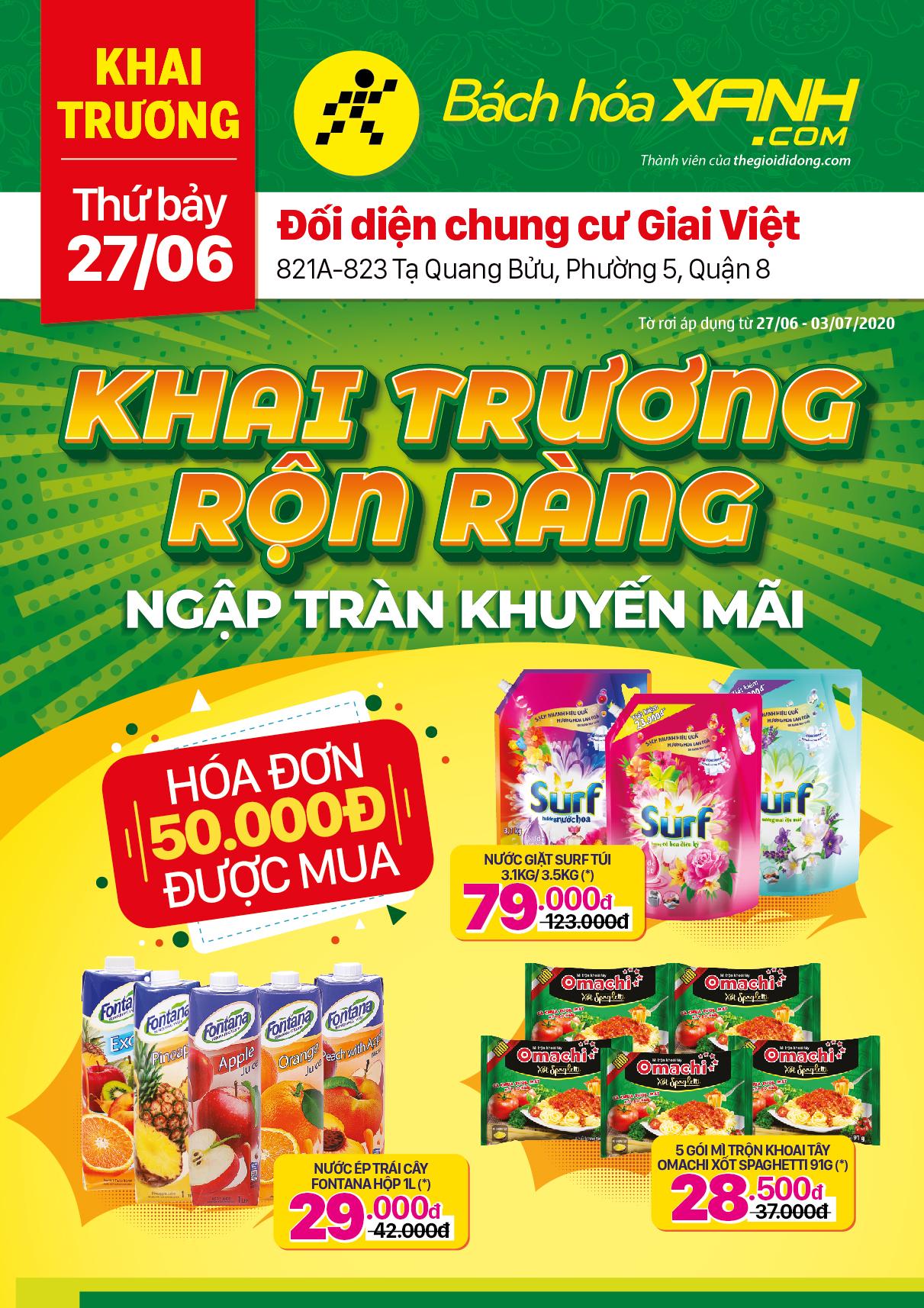 Cửa hàng Tripi tại địa chỉ 823 Tạ Quang Bửu, Quận 8 chính thức mở cửa vào ngày 27 tháng 8 năm 2020, đánh dấu sự hiện diện mới trong khu vực.