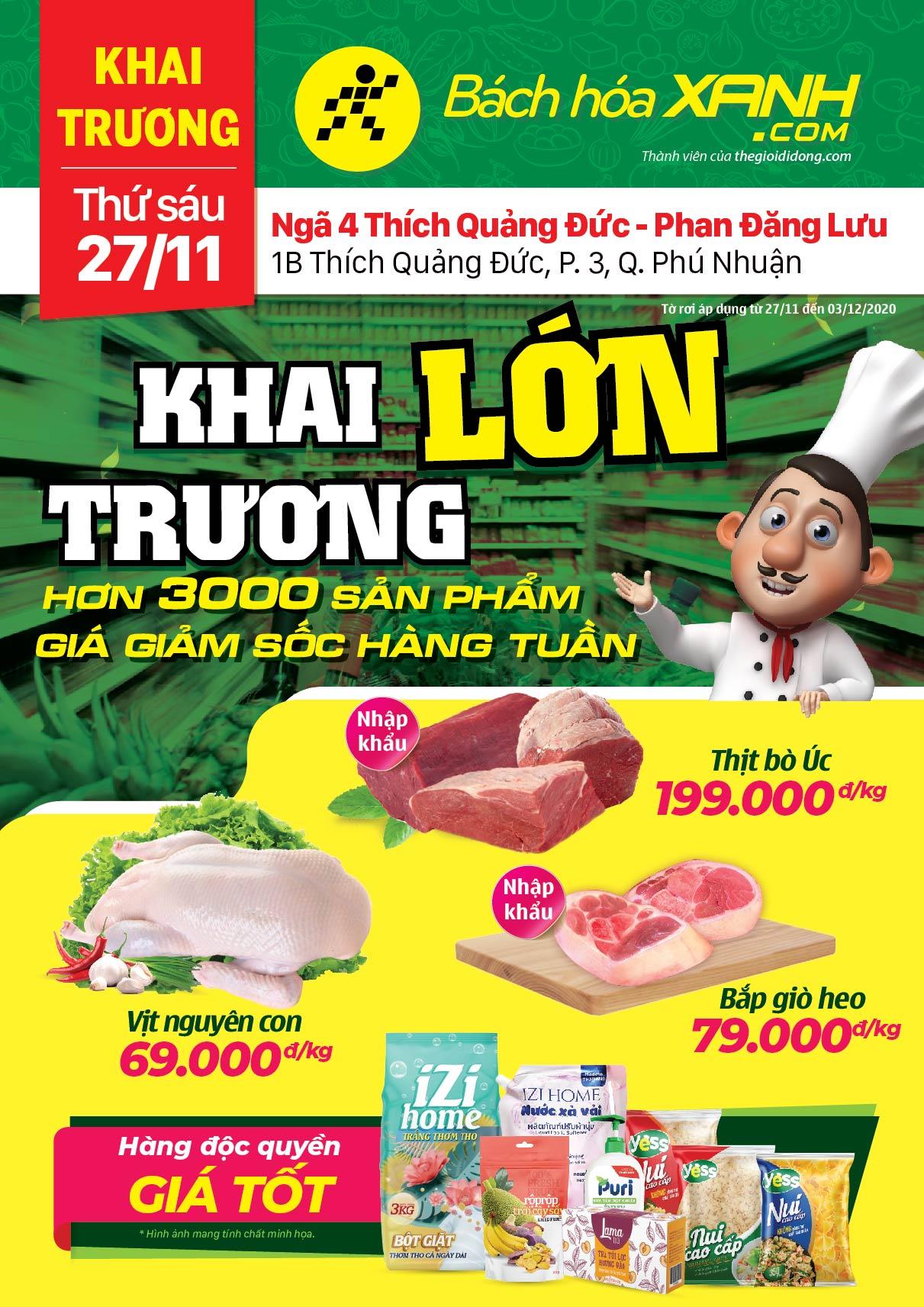 Cửa hàng Tripi tại số 1B Thích Quảng Đức, Phường 03, Quận Phú Nhuận chính thức khai trương vào ngày 27/11/2020, mở ra một không gian mua sắm mới mẻ và tiện ích.