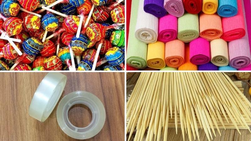 Hướng dẫn cách tạo bó kẹo hoa xinh xắn, độc đáo làm quà tặng
