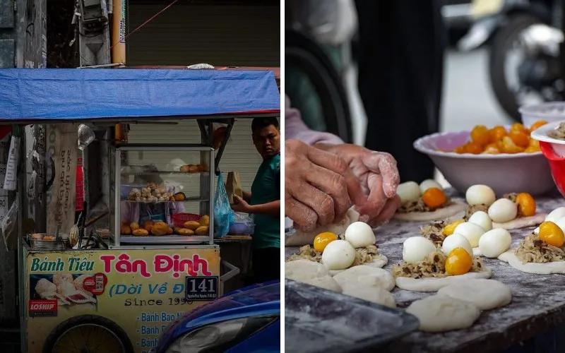 Xe bánh tiêu và bánh bao chiên Tân Định, quận 3 – món ăn vặt không thể thiếu vào những ngày trời se lạnh.