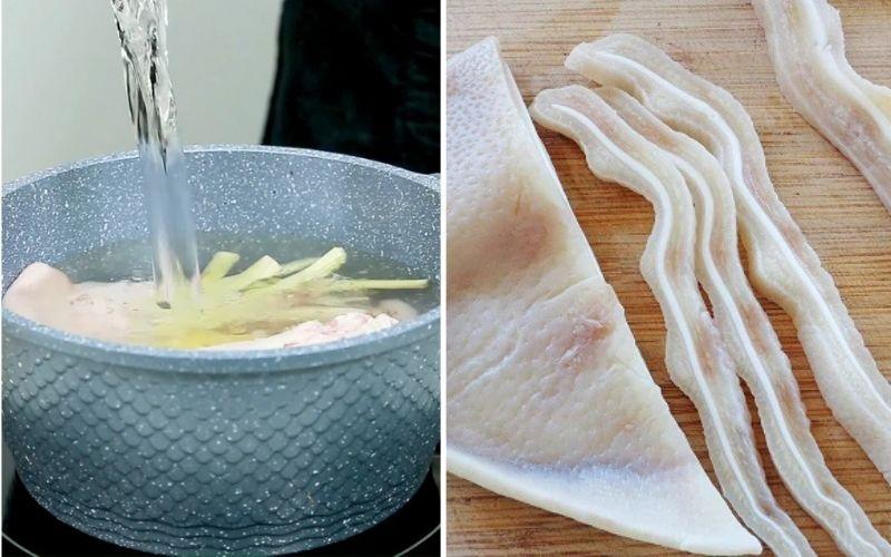 Gỏi cóc non kết hợp tai heo mang đến một hương vị chua ngọt tuyệt vời, giòn rụm, khiến người thưởng thức không thể rời mắt khỏi món ăn hấp dẫn này.