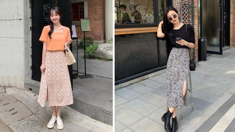 10 cách mix đồ với chân váy hoa nhí xẻ tà giúp bạn thêm phần duyên dáng và thời thượng